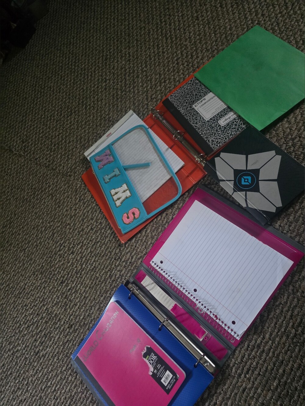 Pink and Orange  Binder Organizer School Supplies Bag And Supplies All Includ3d